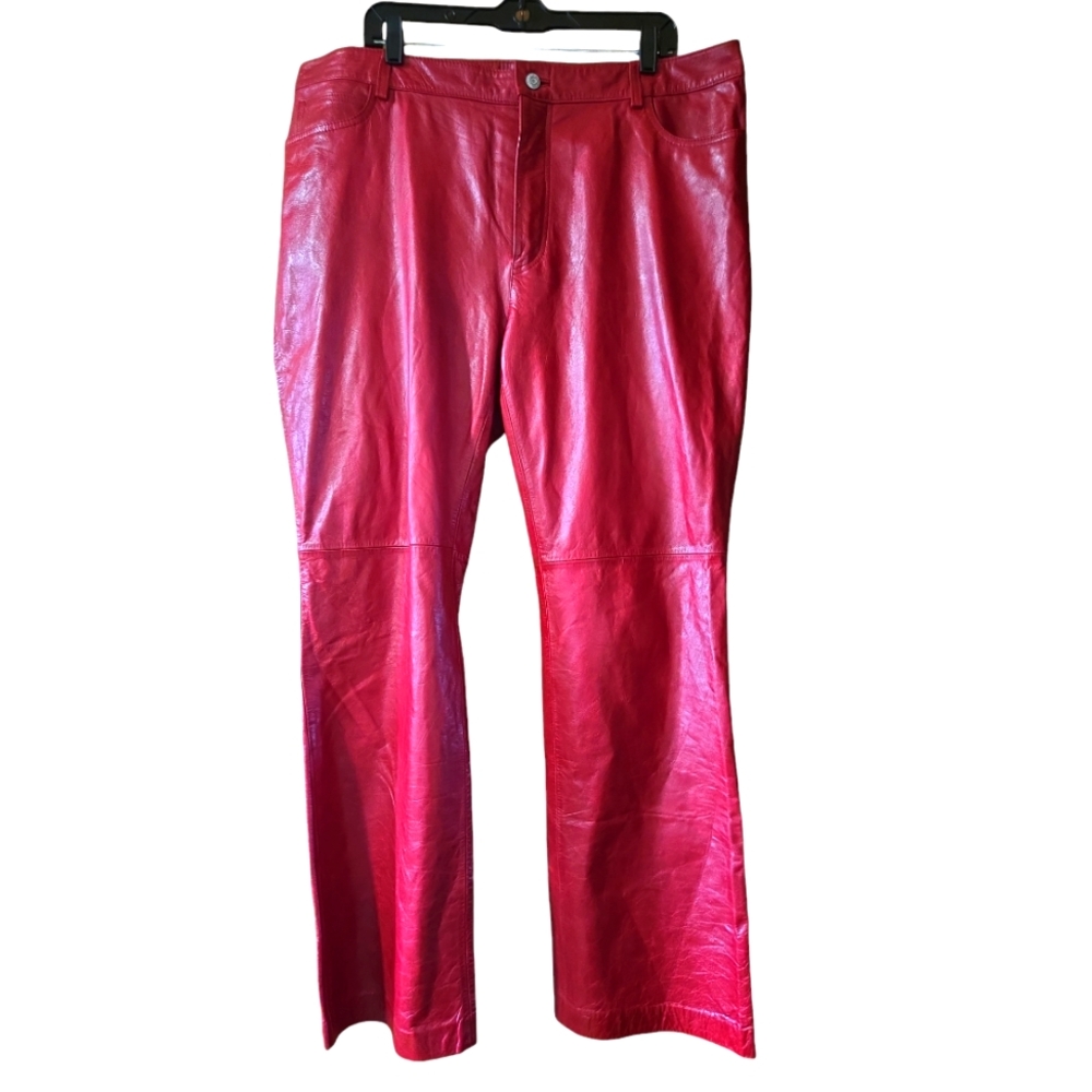 VINTAGE Y2K GAP JEANS RED LEATHER BOOT CUT JEANS SIZE 20 NEW WITHOUT TAGS